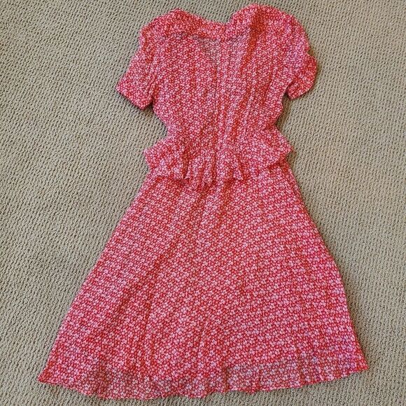 New The Kooples Red Ditsy Flowers Spring Liberty Dress Fit Flare PInup 1 / S - Picture 9 of 9